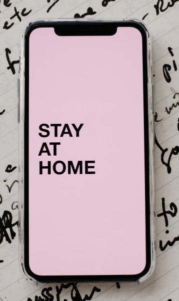 stay at home on a smartphome screen display